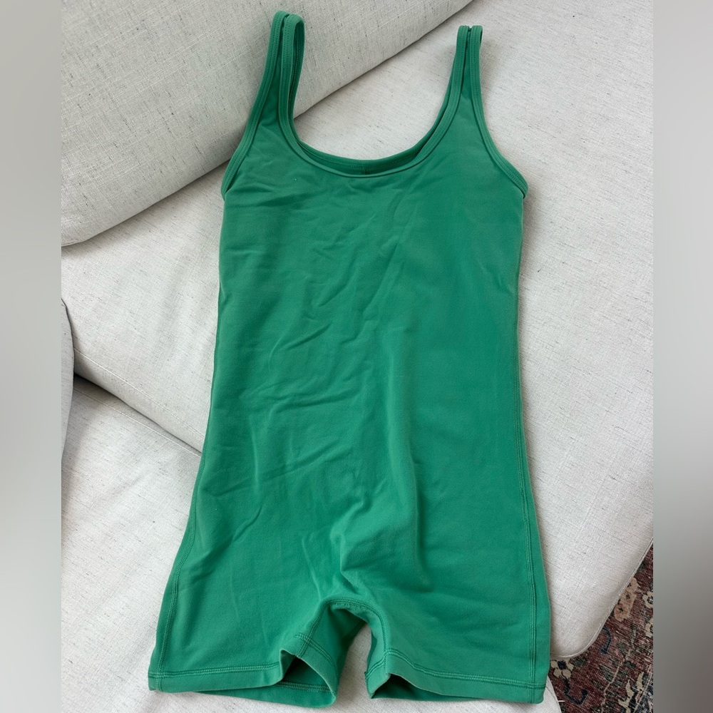 Green Aritzia One Piece Workout Outfit